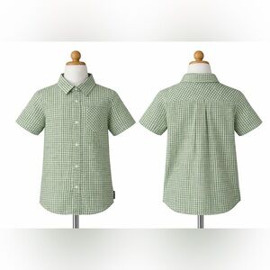Polarn O Pyret Organic Gingham Shirt Boys Green Check Button Down 7–8Y